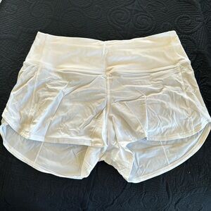 Lululemon White Speed Up HR Short 4”